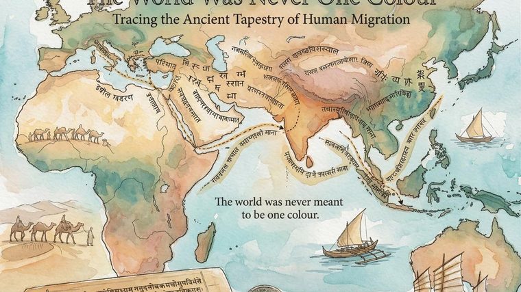 Ancient Migration Routes | Sukh Sandhu An illustrated map shows ancient human migration routes across Africa and Asia, highlighting the long history of.