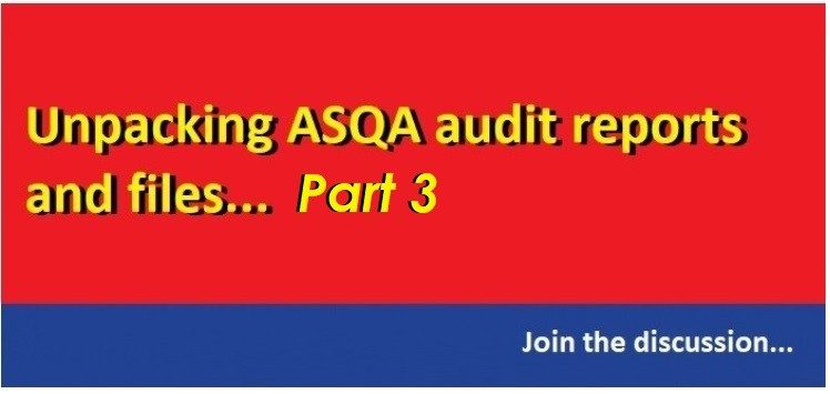 ASQA Audits | Sukh Sandhu A slide discussing unpacking ASQA audit reports and files as part of professional development.