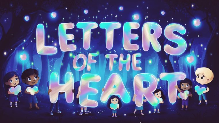 Children's Book Cover | Sukh Sandhu A colorful illustration promotes the children's book "Letters of the Heart" with a night scene and starry effects.